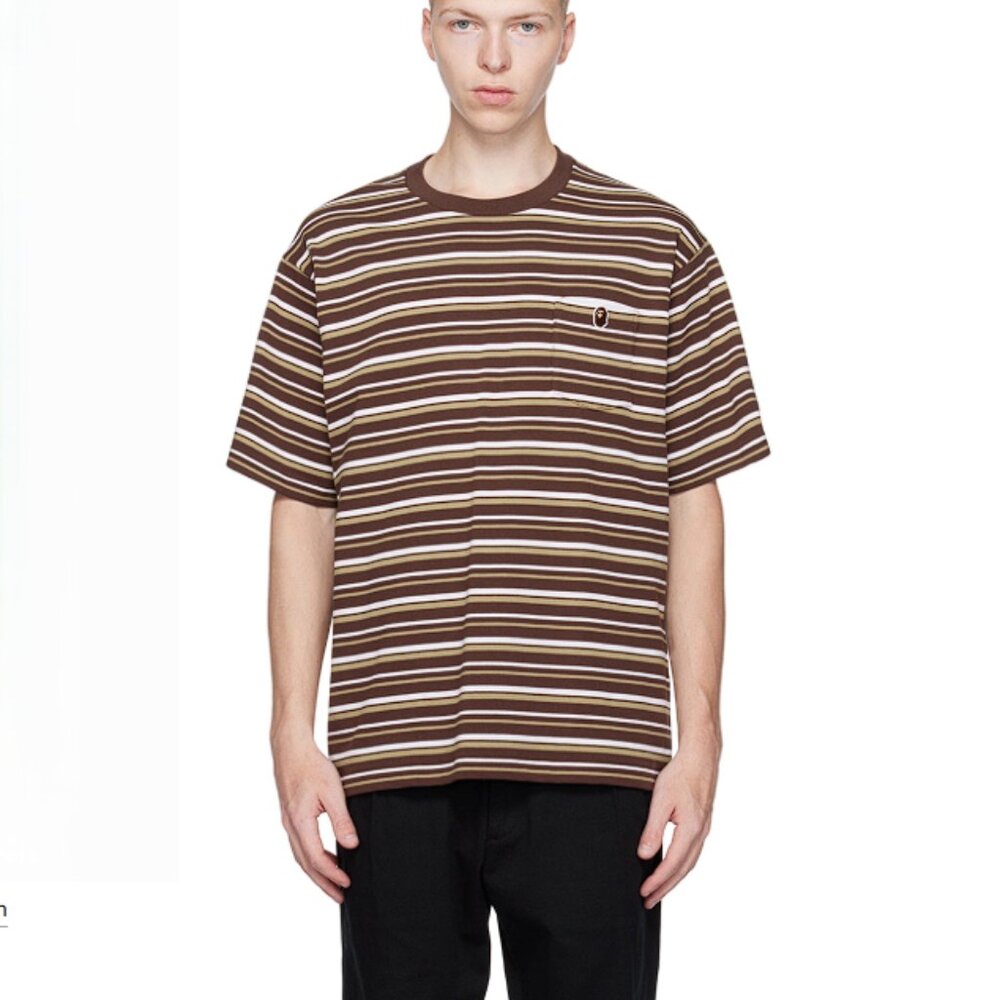 A BATHING APE Men's Bape Hoop One Point T-Shirt Size S In Brown